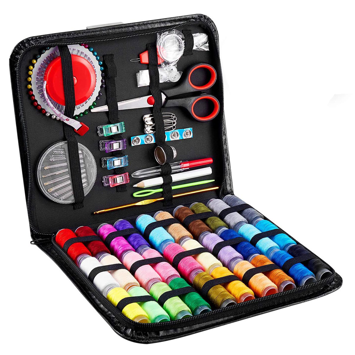 126 Pcs Sewing Kit, Portable Sewing Thread with Needle and Thread Kit,  Sewing Suppliers Accessories Tools with Black Carrying Case for Quick Fixes  